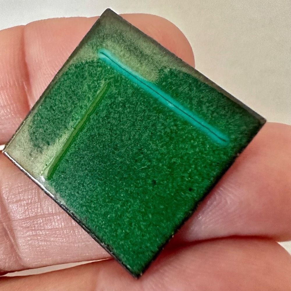 Green square vintages brooch
